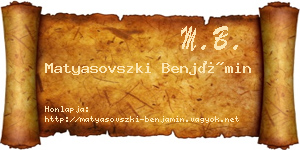 Matyasovszki Benjámin névjegykártya